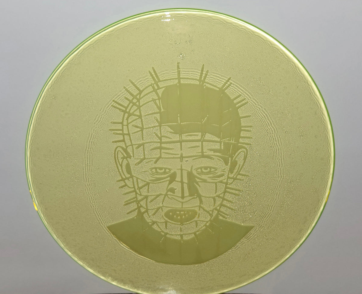 Engraved large vaseline glass disks