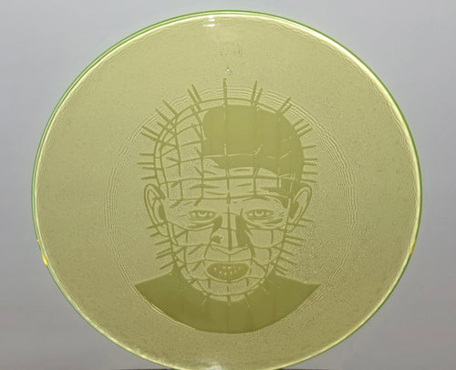 Engraved large vaseline glass disks