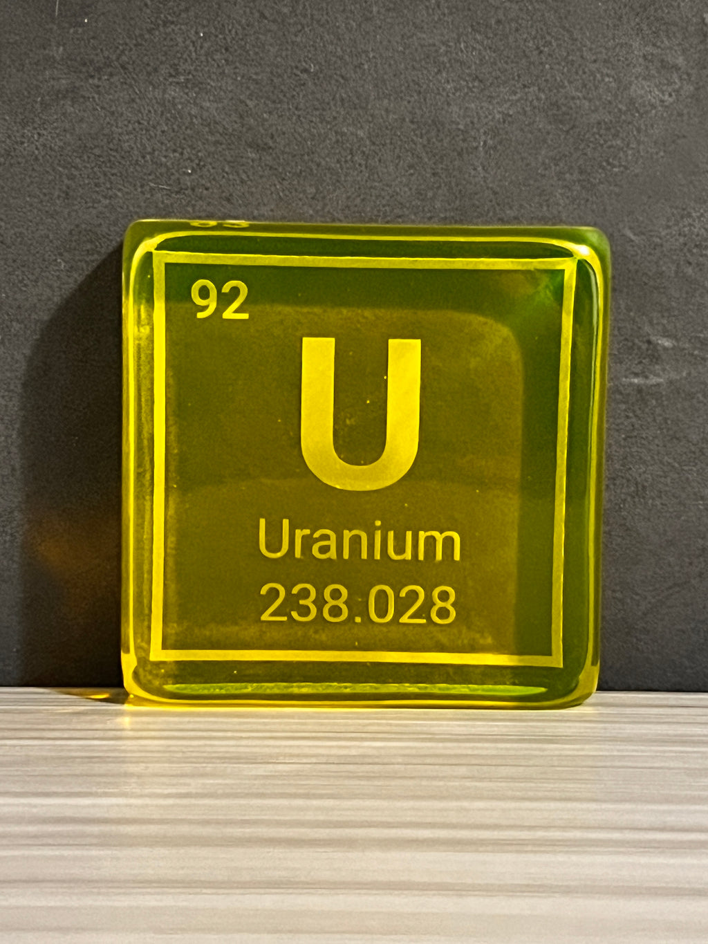 PRE-ORDER Uranium Glass Block Periodic Symbol
