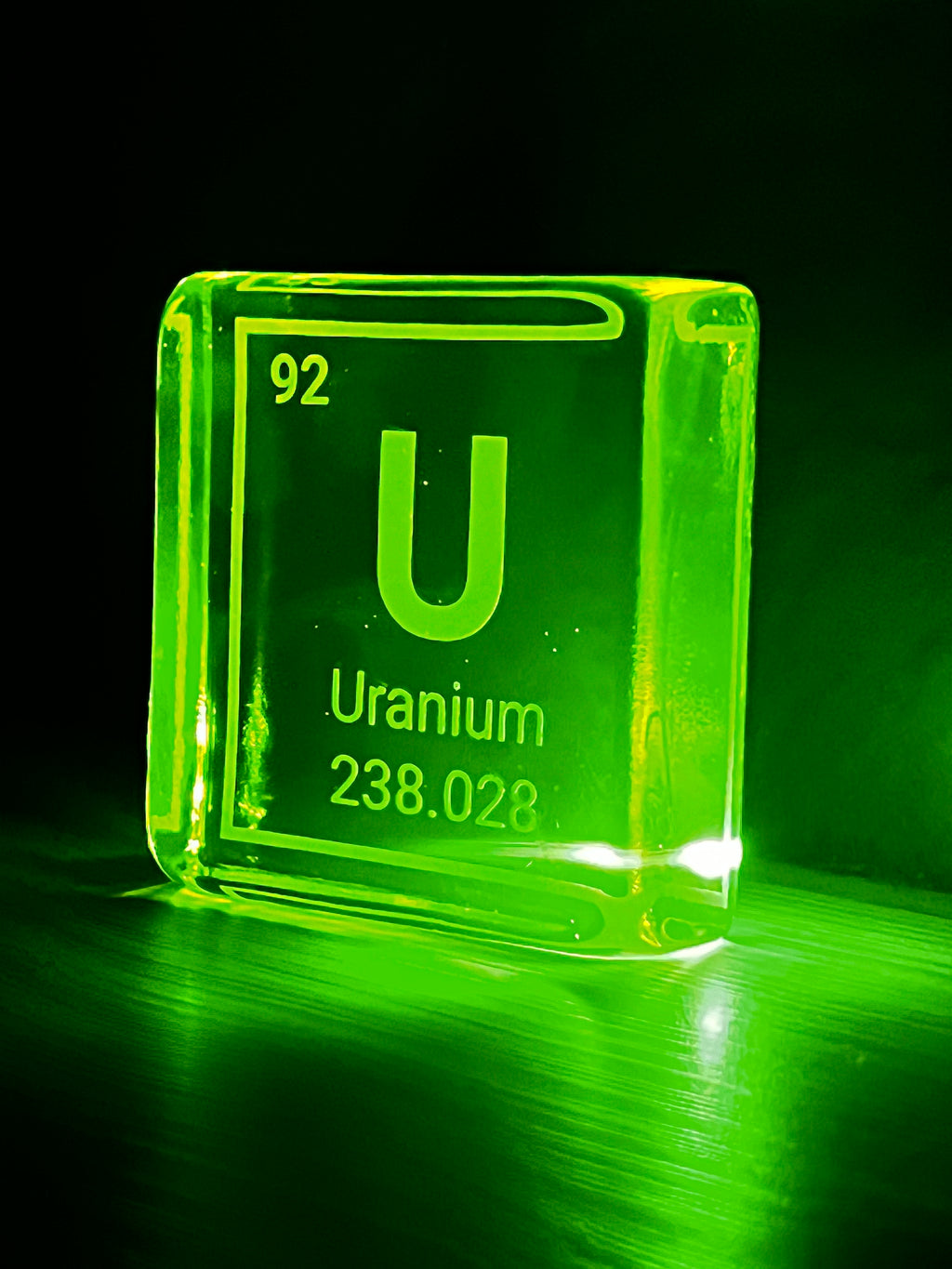 PRE-ORDER Uranium Glass Block Periodic Symbol