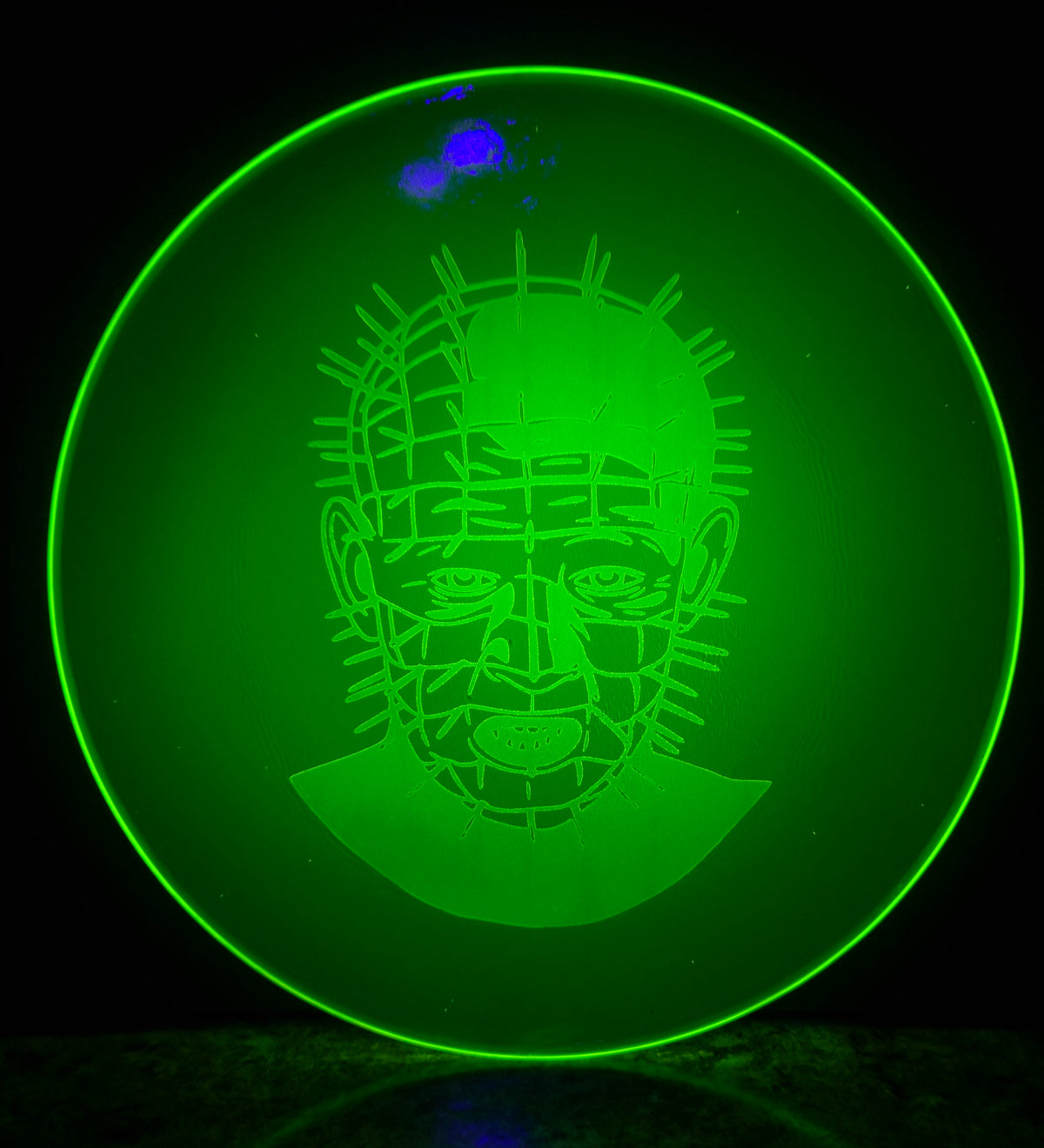Engraved large vaseline glass disks
