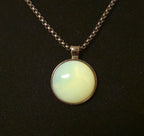 Uranium Glass Cabochon Necklace — Hand-Assembled Glow Pendant