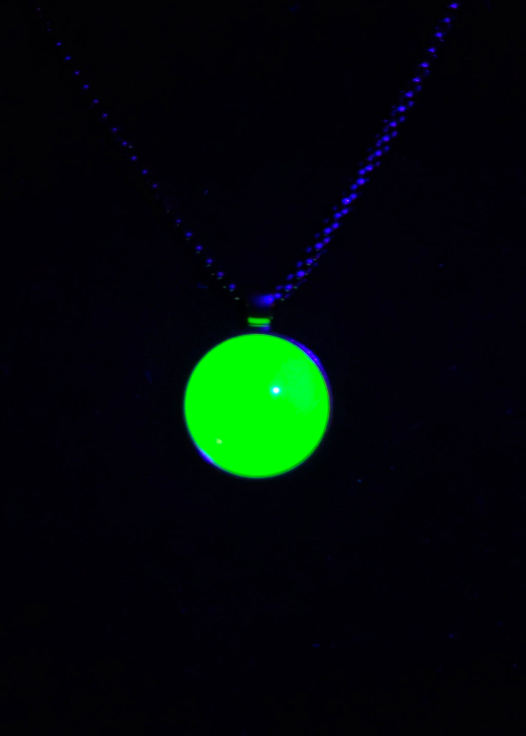 Uranium Glass Cabochon Necklace — Hand-Assembled Glow Pendant