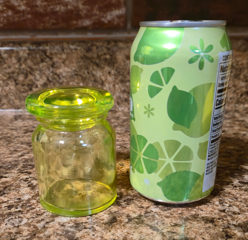 Uranium Glass Leaf Engraved Apothecary Jar