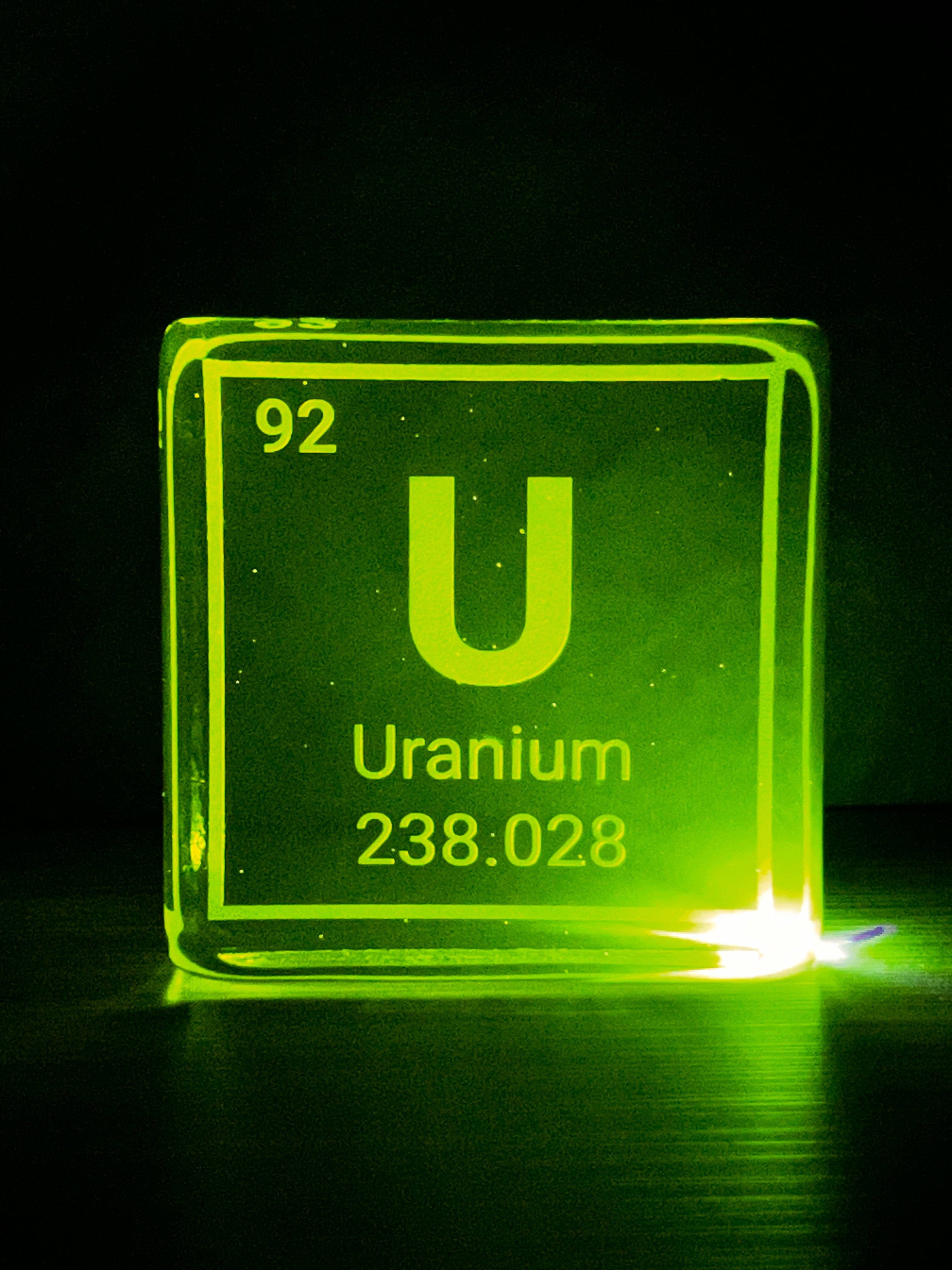 PRE-ORDER Uranium Glass Block Periodic Symbol